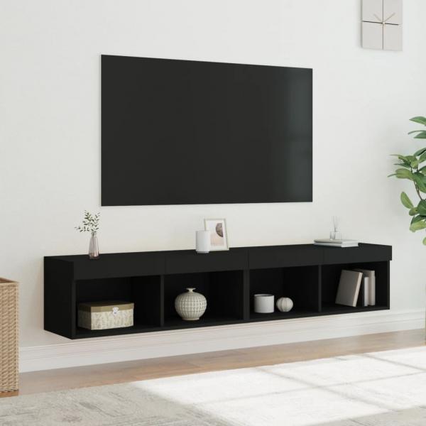 ARDEBO.de - TV-Schränke mit LED-Leuchten 2 Stk. Schwarz 80x30x30 cm