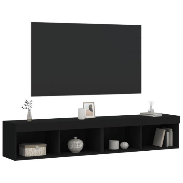 TV-Schränke mit LED-Leuchten 2 Stk. Schwarz 80x30x30 cm