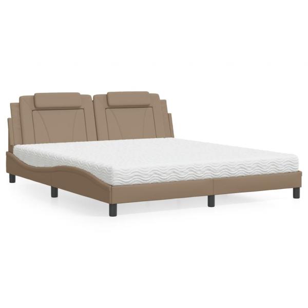 ARDEBO.de - Bett mit Matratze Cappuccino-Braun 180x200 cm Kunstleder