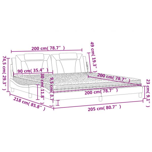 Bett mit Matratze Cappuccino-Braun 200x200 cm Kunstleder