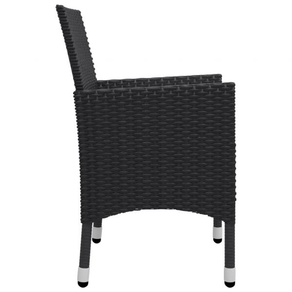 3-tlg. Bistro-Set Poly Rattan und Massivholz Schwarz