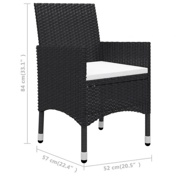 3-tlg. Bistro-Set Poly Rattan und Massivholz Schwarz