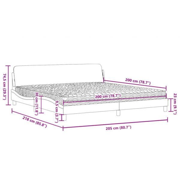 Bett mit Matratze Grau 200x200 cm Kunstleder