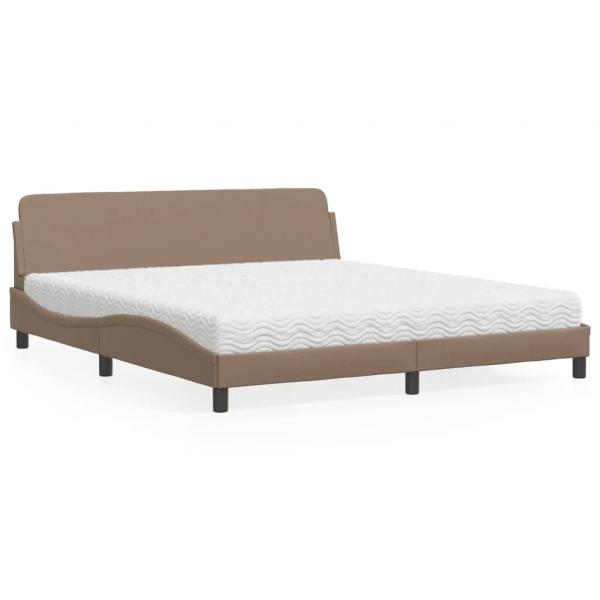 ARDEBO.de - Bett mit Matratze Cappuccino-Braun 180x200 cm Kunstleder