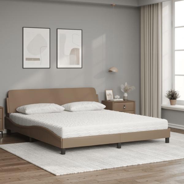 Bett mit Matratze Cappuccino-Braun 180x200 cm Kunstleder