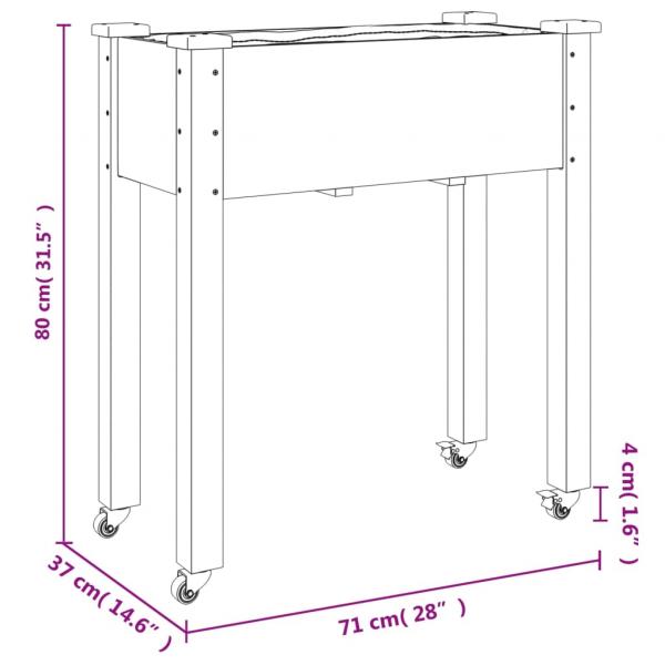 Pflanzkübel mit Einsatz und Rollen Braun 71x37x80 cm Tannenholz