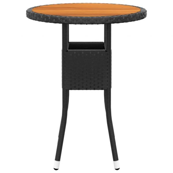 3-tlg. Bistro-Set Poly-Rattan und Massivholz Schwarz