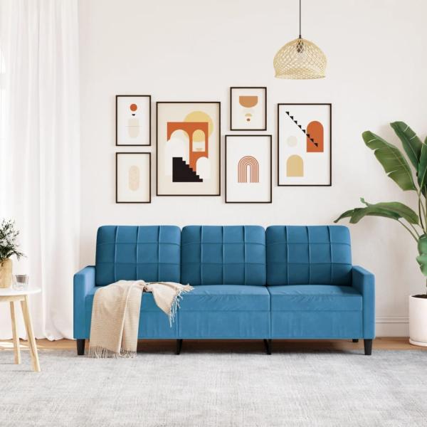 3-Sitzer-Sofa Blau 180 cm Samt