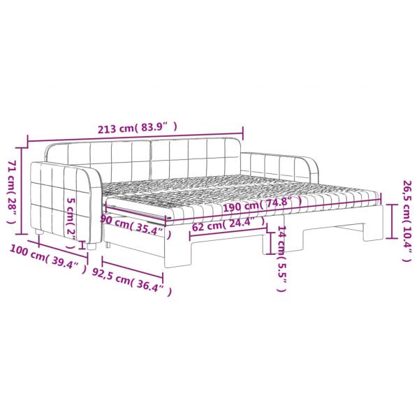 Tagesbett Ausziehbar mit Matratzen Schwarz 90x190 cm Samt