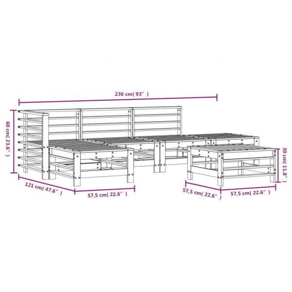 6-tlg. Garten-Lounge-Set Massivholz Kiefer