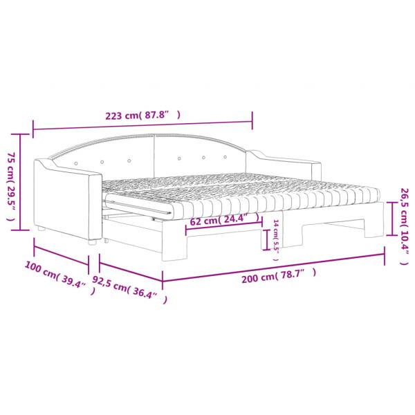 Tagesbett Ausziehbar mit Matratzen Dunkelgrau 90x200 cm Stoff