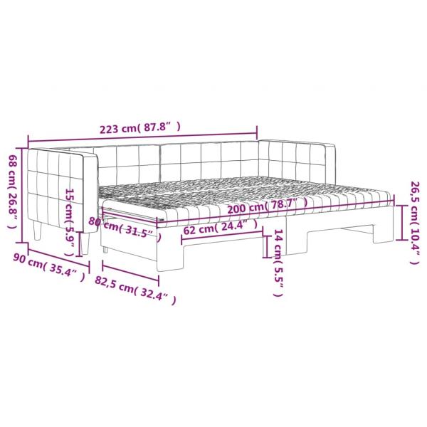 Tagesbett Ausziehbar mit Matratzen Gelb 80x200 cm Samt