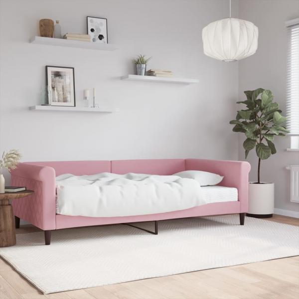 ARDEBO.de - Tagesbett mit Matratze Rosa 100x200 cm Samt