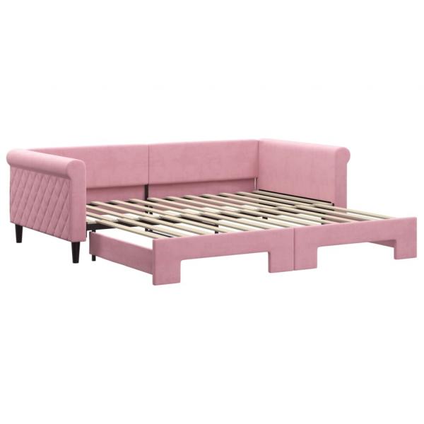 Tagesbett Ausziehbar Rosa 100x200 cm Samt