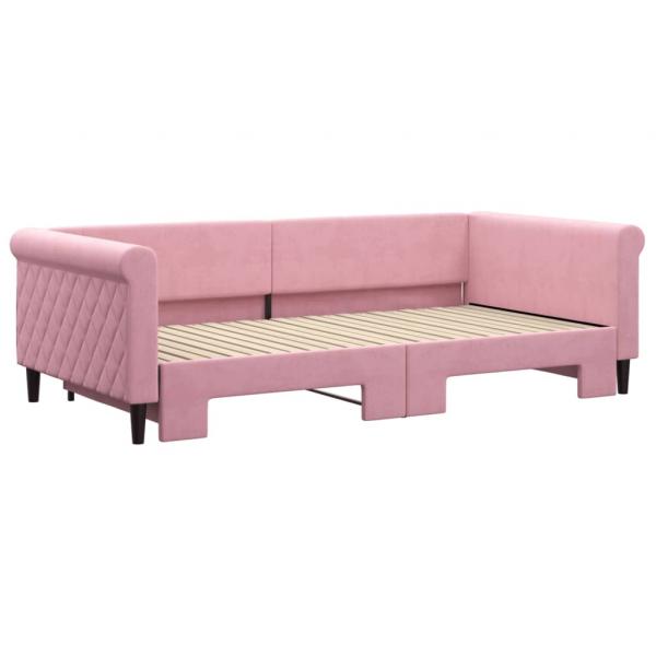 Tagesbett Ausziehbar Rosa 100x200 cm Samt