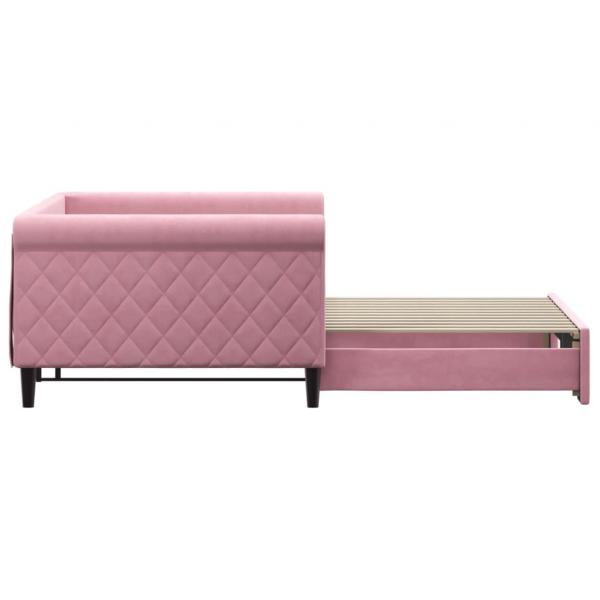 Tagesbett Ausziehbar Rosa 100x200 cm Samt