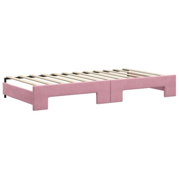 Tagesbett Ausziehbar Rosa 100x200 cm Samt