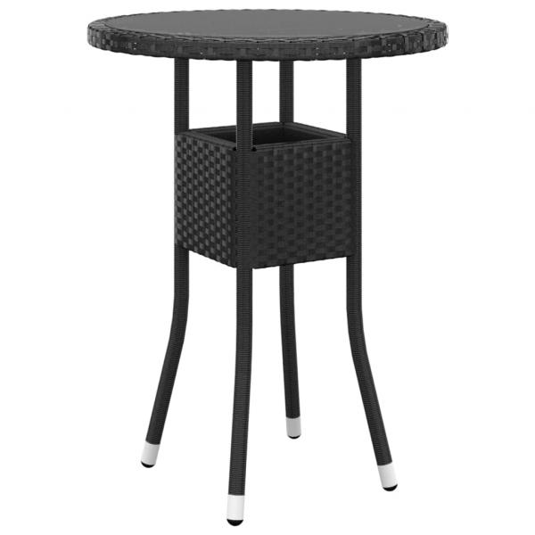 3-tlg. Bistro-Set Poly-Rattan und Hartglas Schwarz