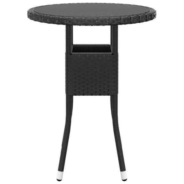 3-tlg. Bistro-Set Poly-Rattan und Hartglas Schwarz