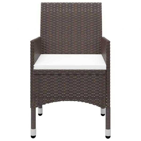 3-tlg. Bistro-Set Poly-Rattan und Hartglas Braun