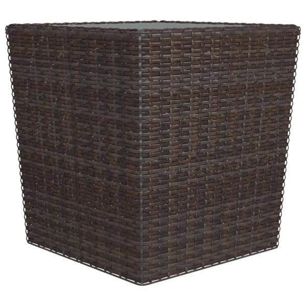 3-tlg. Bistro-Set Poly-Rattan und Hartglas Braun