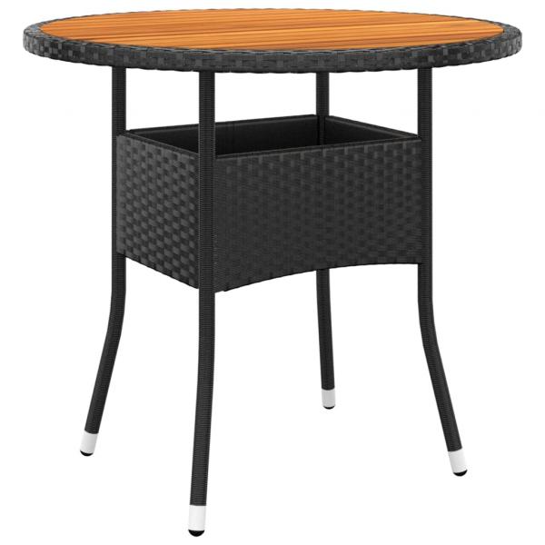 3-tlg. Bistro-Set Poly-Rattan und Massivholz Schwarz