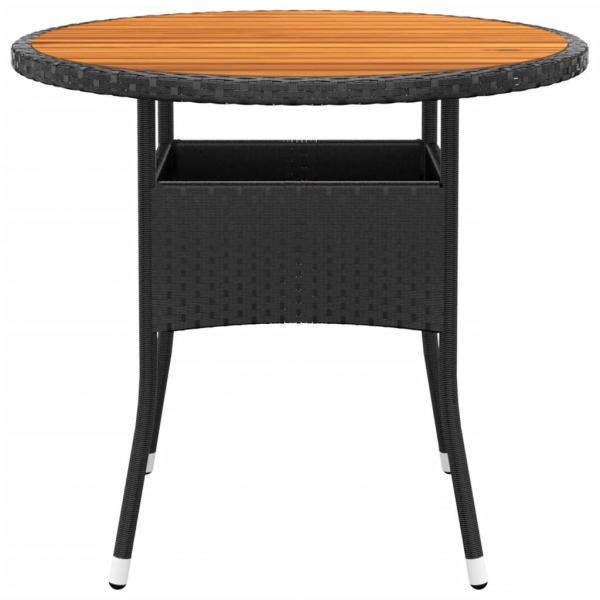 3-tlg. Bistro-Set Poly-Rattan und Massivholz Schwarz