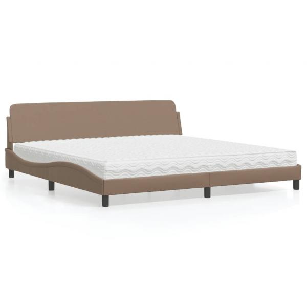 ARDEBO.de - Bett mit Matratze Cappuccino-Braun 200x200 cm Kunstleder