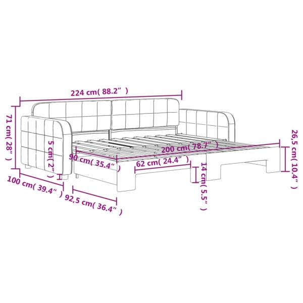 Tagesbett Ausziehbar Gelb 90x200 cm Samt