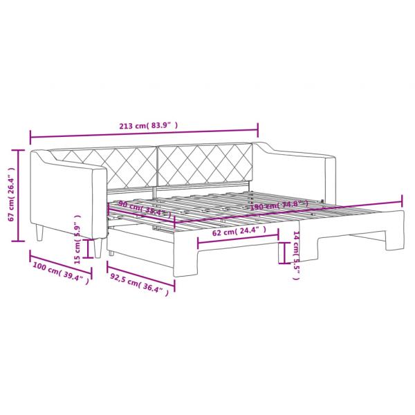 Tagesbett Ausziehbar Dunkelgrau 90x190 cm Stoff