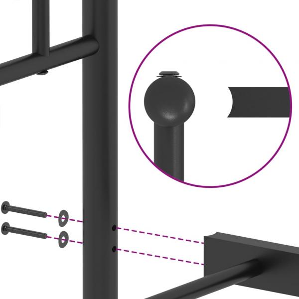 Bettgestell mit Kopf- und Fußteil Metall Schwarz 200x200 cm