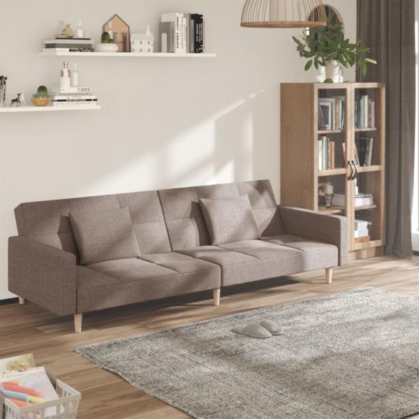 ARDEBO.de - Schlafsofa 2-Sitzer mit 2 Kissen Taupe Stoff