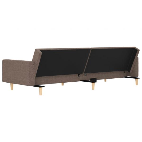 Schlafsofa 2-Sitzer mit 2 Kissen Taupe Stoff