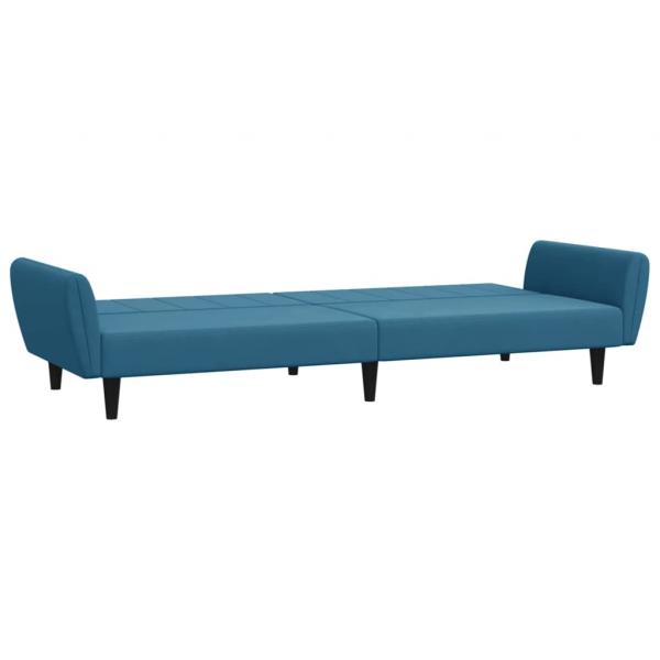 Schlafsofa 2-Sitzer mit Fußhocker Blau Samt