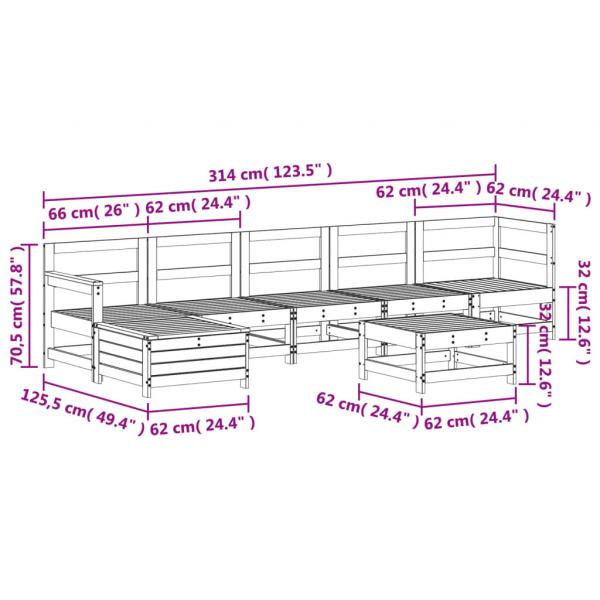 7-tlg. Garten-Lounge-Set Massivholz Kiefer