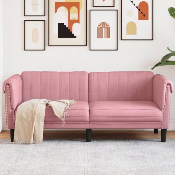 ARDEBO.de - Sofa 2-Sitzer Rosa Samt