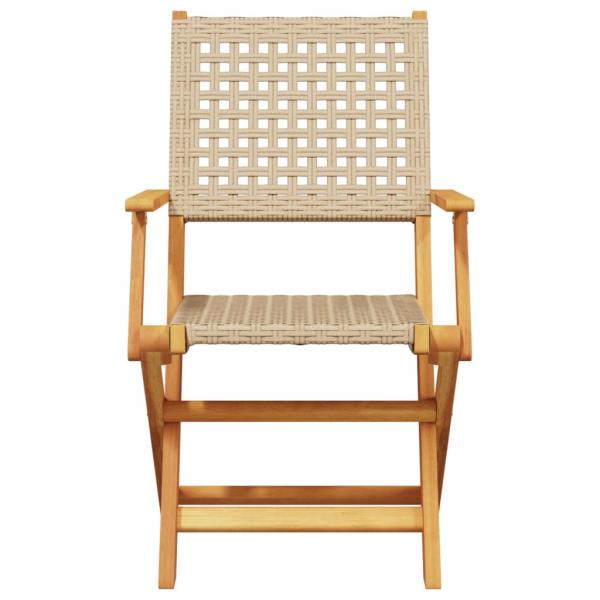 5-tlg. Garten-Essgruppe Beige Poly Rattan und Massivholz