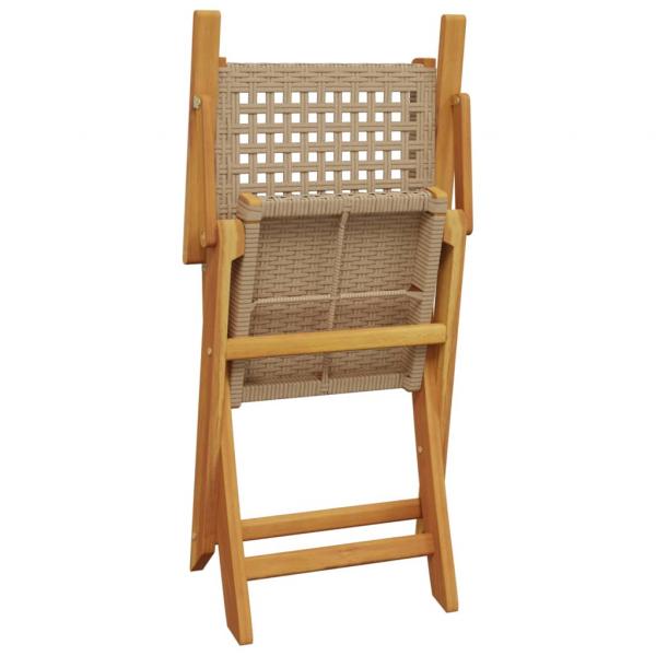 5-tlg. Garten-Essgruppe Beige Poly Rattan und Massivholz