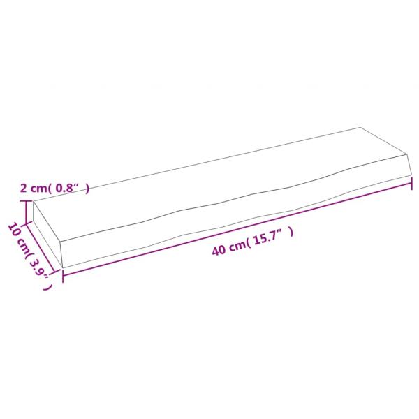 Wandregal 40x10x2 cm Massivholz Eiche Unbehandelt