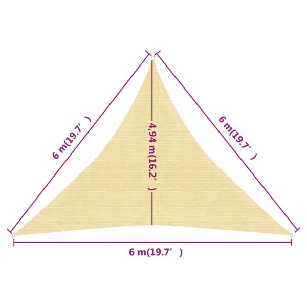 Sonnensegel 160 g/m² Beige 6x6x6 m HDPE