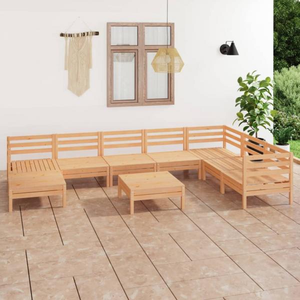 ARDEBO.de - 9-tlg. Garten-Lounge-Set Massivholz Kiefer