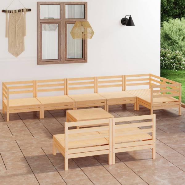 ARDEBO.de - 9-tlg. Garten-Lounge-Set Massivholz Kiefer