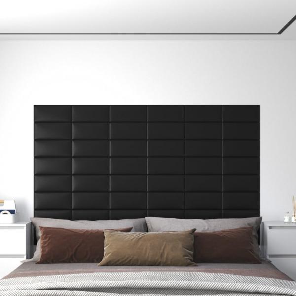 ARDEBO.de - Wandpaneele 12 Stk. Schwarz 30x15 cm Kunstleder 0,54 m²