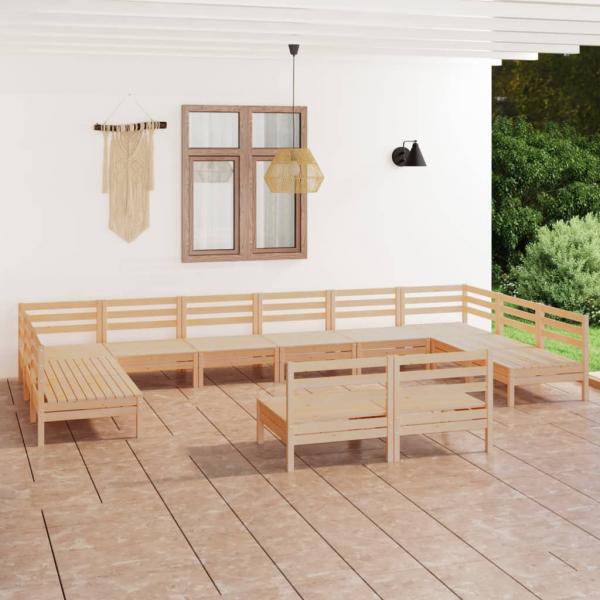 ARDEBO.de - 12-tlg. Garten-Lounge-Set Massivholz Kiefer