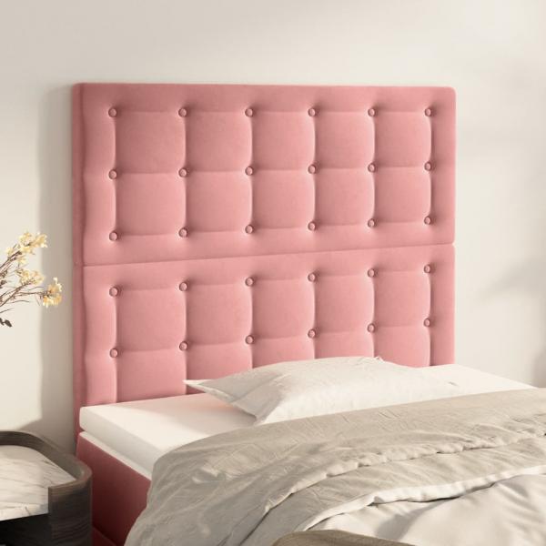 ARDEBO.de - Kopfteile 2 Stk. Rosa 80x5x78/88 cm Samt