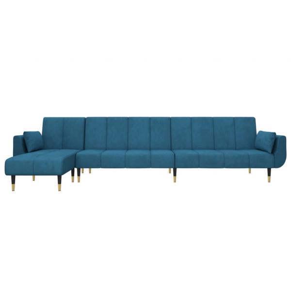 Schlafsofa in L-Form Blau 275x140x70 cm Samt