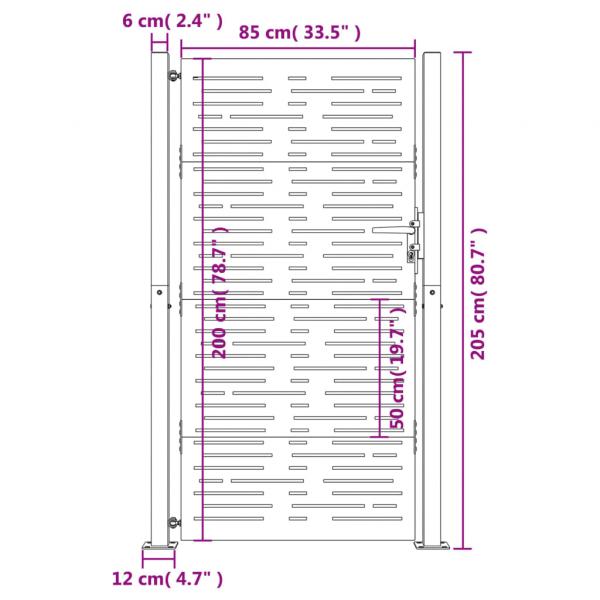 Gartentor 105x205 cm Cortenstahl Quadratisches Design