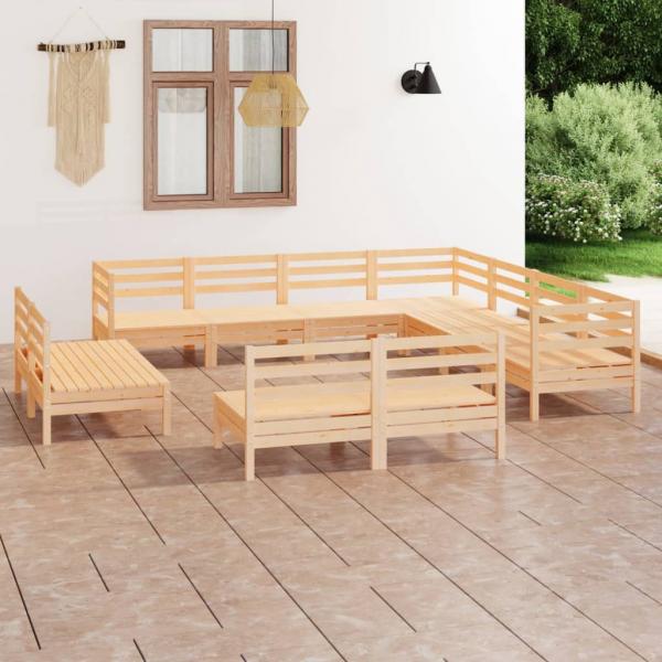 ARDEBO.de - 11-tlg. Garten-Lounge-Set Massivholz Kiefer