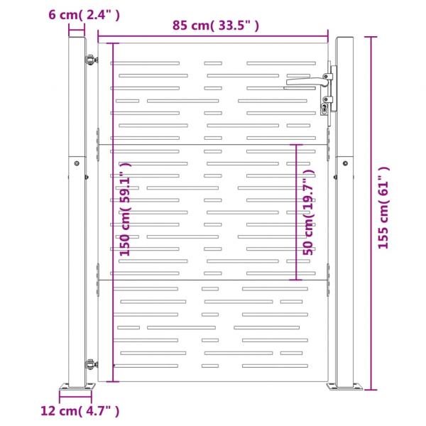 Gartentor 105x155 cm Cortenstahl Quadratisches Design