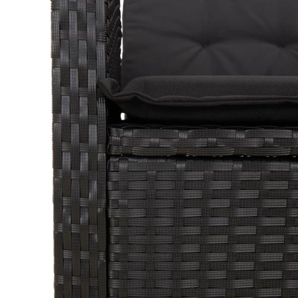 3-tlg. Garten-Essgruppe mit Kissen Schwarz Poly Rattan